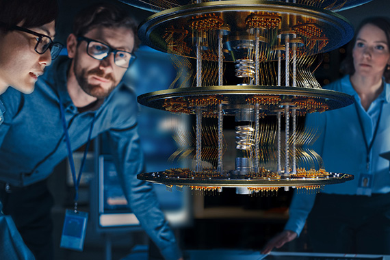 People surrounding a quantum computer